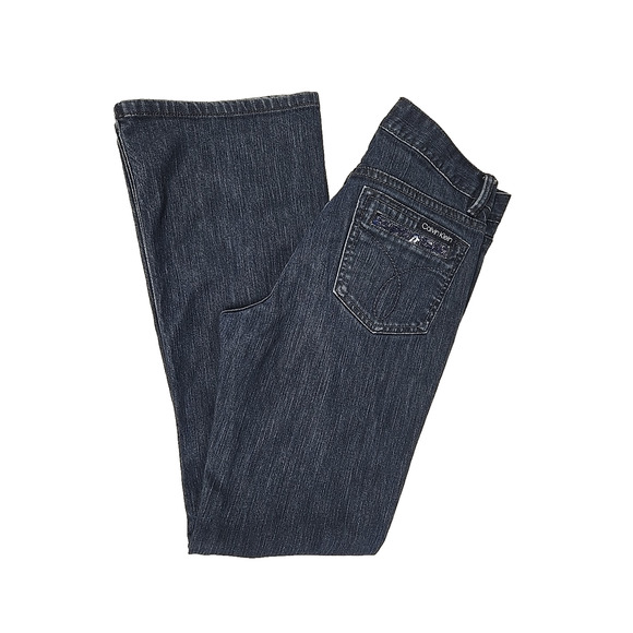 Calvin Klein Jeans Womens Denim Flare Dark Wash Bling Sequined Back Size 28/6 - Picture 1 of 12